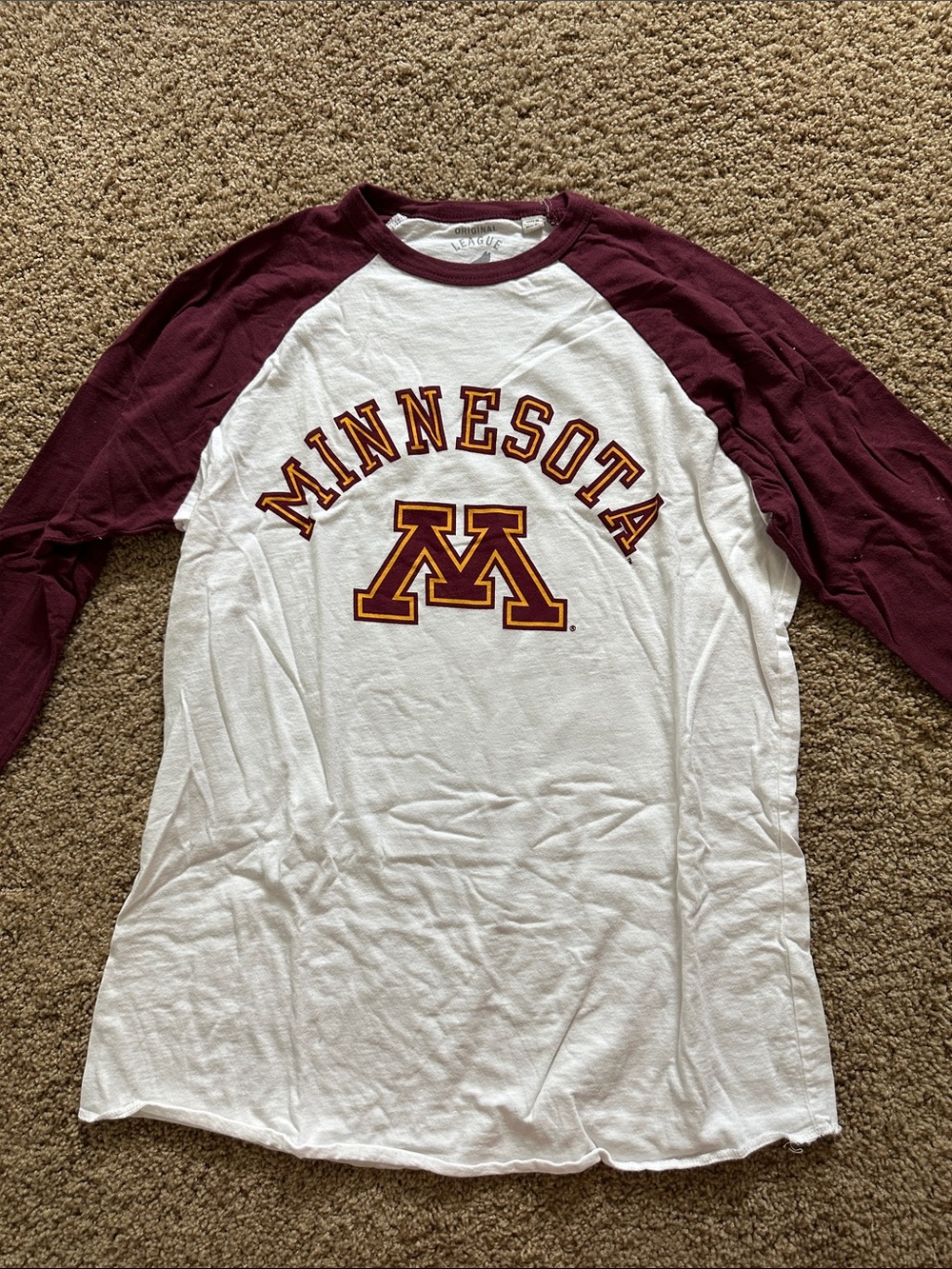 Minnesota Maroon & White Raglan Baseball Tee